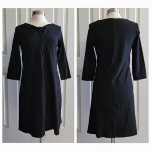 Eileen Fisher Long Sleeve Twist Front Midi Dress, Black, Women's Size Medium